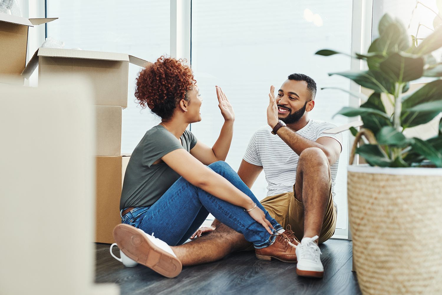 young couple in home